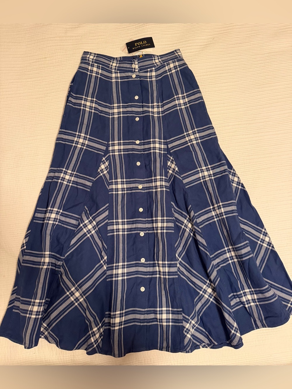 Polo by Ralph Lauren Button-Front Twill Midi Skirt, Size 0, Waist About 26” - Picture 6 of 16
